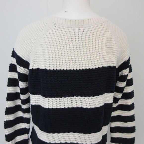 Talbots Womens Pullover Size M Knit Sweater Blue White Stripe Long Sleeve Cotton - Picture 6 of 13